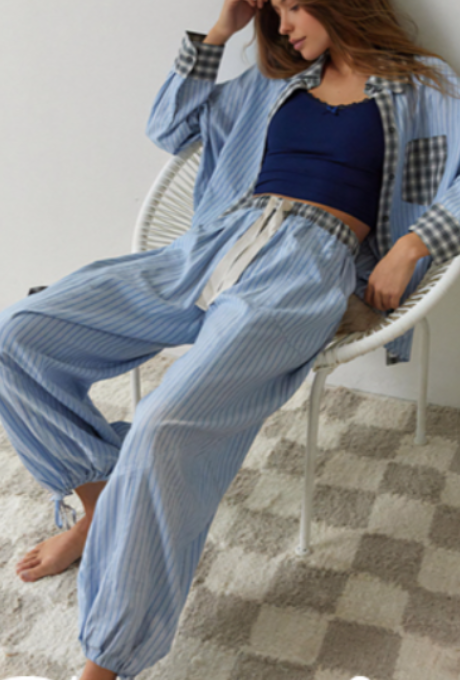 Blair women's pajama set with a classic plaid pattern, long sleeves, and a comfortable, relaxed fit.
