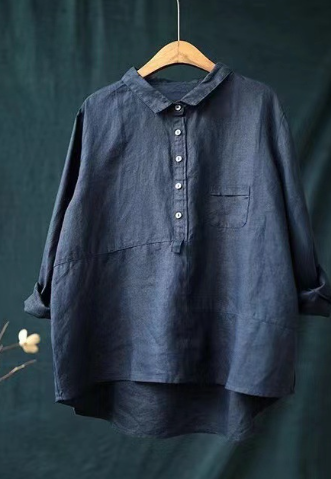 Maelis women’s loose-fit linen style shirt with airy silhouette – casual chic everyday wear