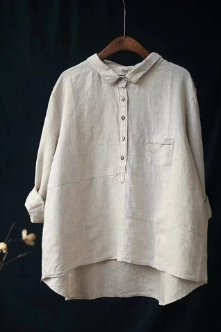Maelis women’s loose-fit linen style shirt with airy silhouette – casual chic everyday wear