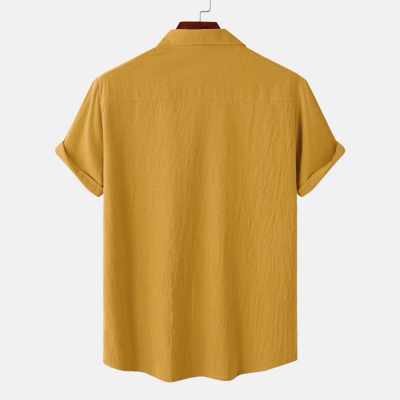 Men’s linen short-sleeve shirt in beige – casual summer wear