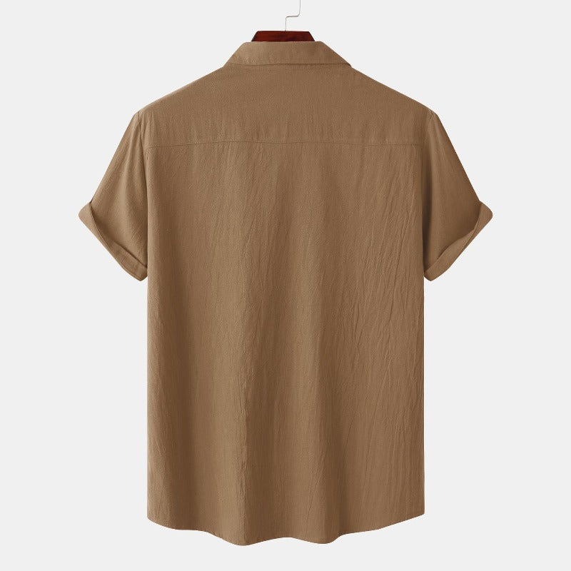 Men’s linen short-sleeve shirt in beige – casual summer wear