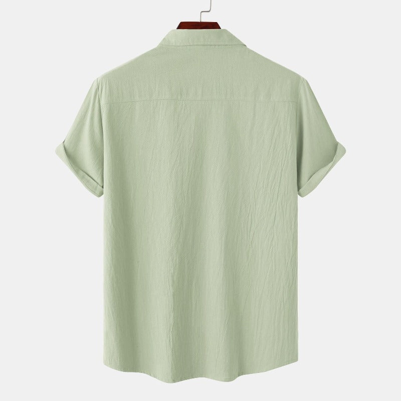 Men’s linen short-sleeve shirt in beige – casual summer wear