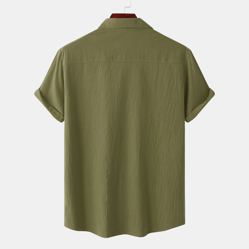 Men’s linen short-sleeve shirt in beige – casual summer wear