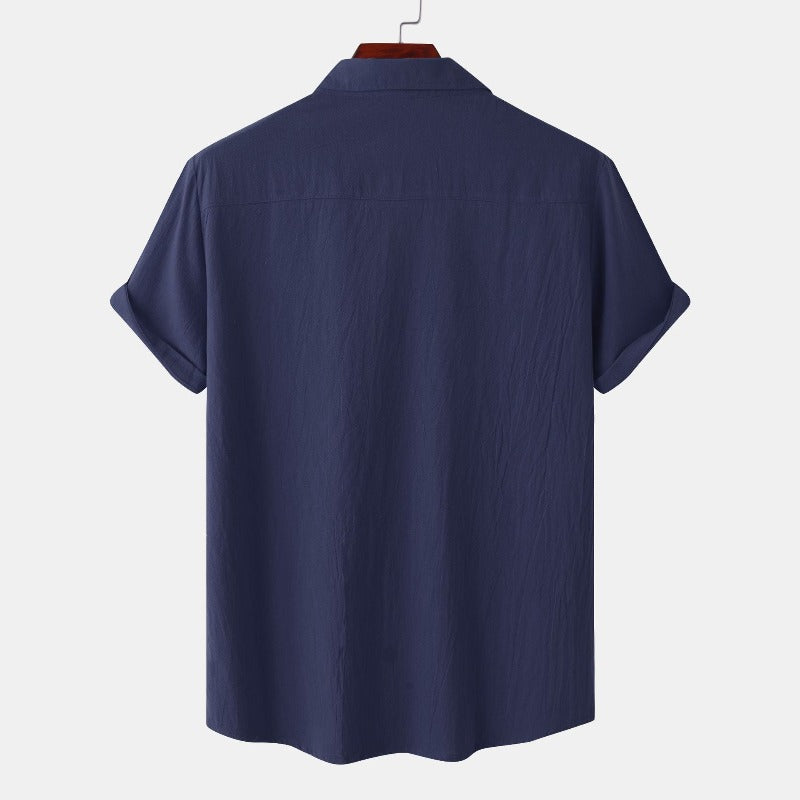 Men’s linen short-sleeve shirt in beige – casual summer wear