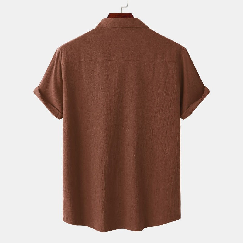 Men’s linen short-sleeve shirt in beige – casual summer wear