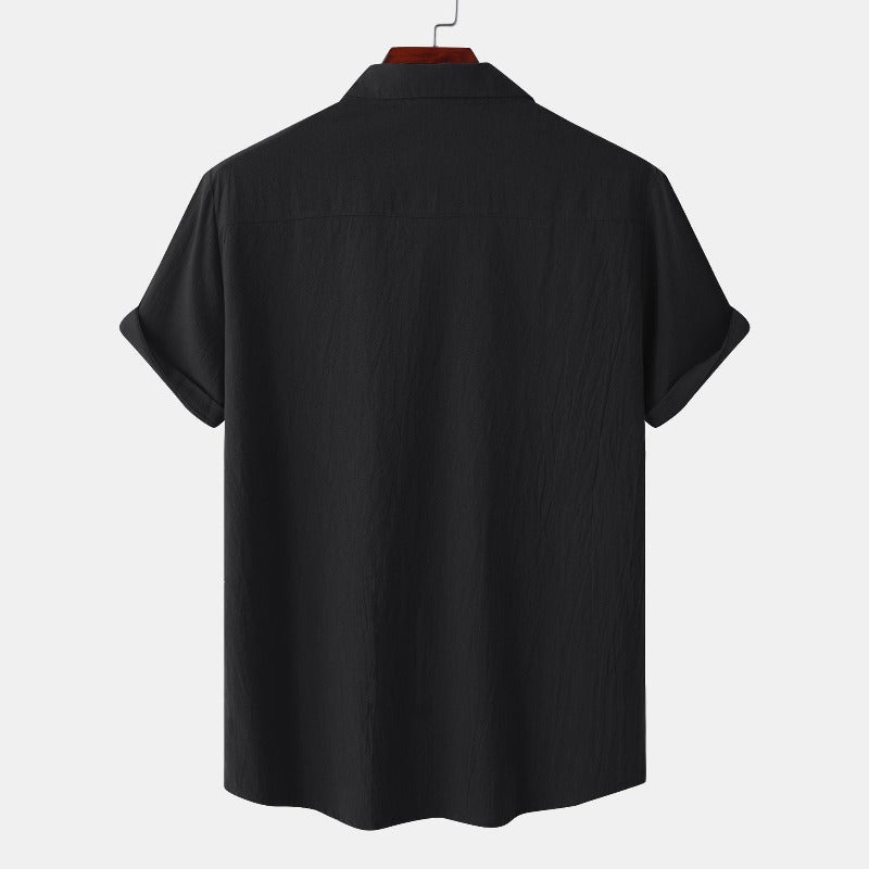 Men’s linen short-sleeve shirt in beige – casual summer wear