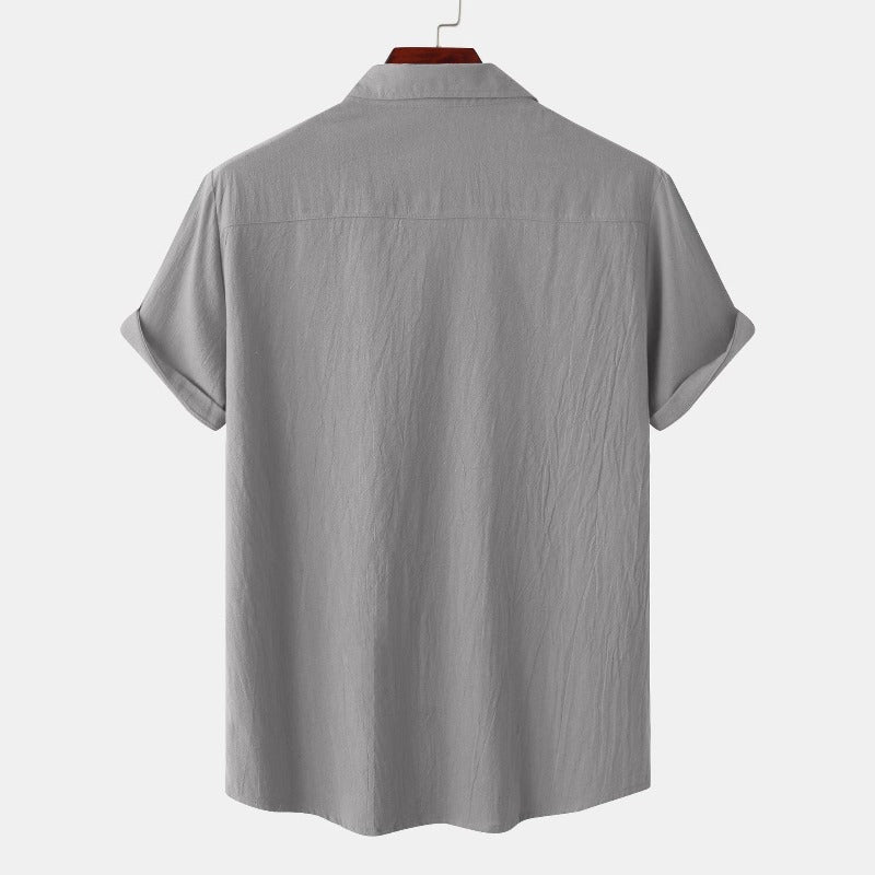 Men’s linen short-sleeve shirt in beige – casual summer wear
