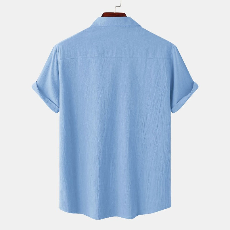 Men’s linen short-sleeve shirt in beige – casual summer wear