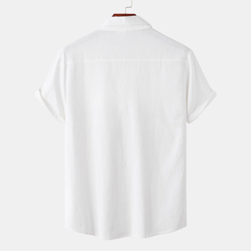 Men’s linen short-sleeve shirt in beige – casual summer wear