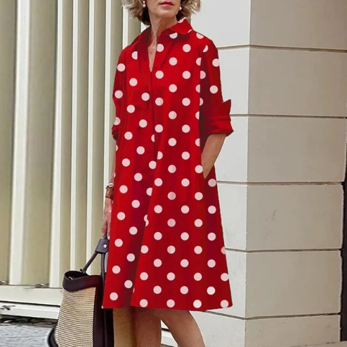 Evelise women’s casual solid shirt dress with structured collar – versatile everyday outfit
