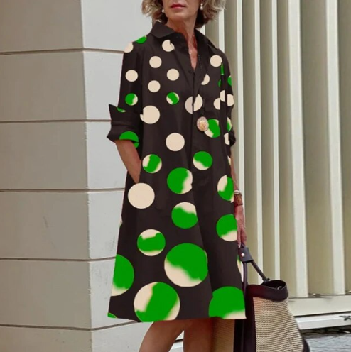 Evelise women’s casual solid shirt dress with structured collar – versatile everyday outfit