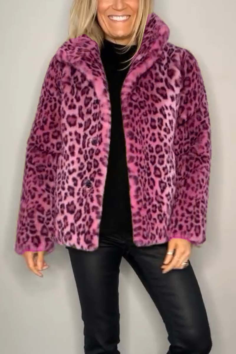 Aida women’s short faux fur coat with subtle leopard print for chic autumn and winter style