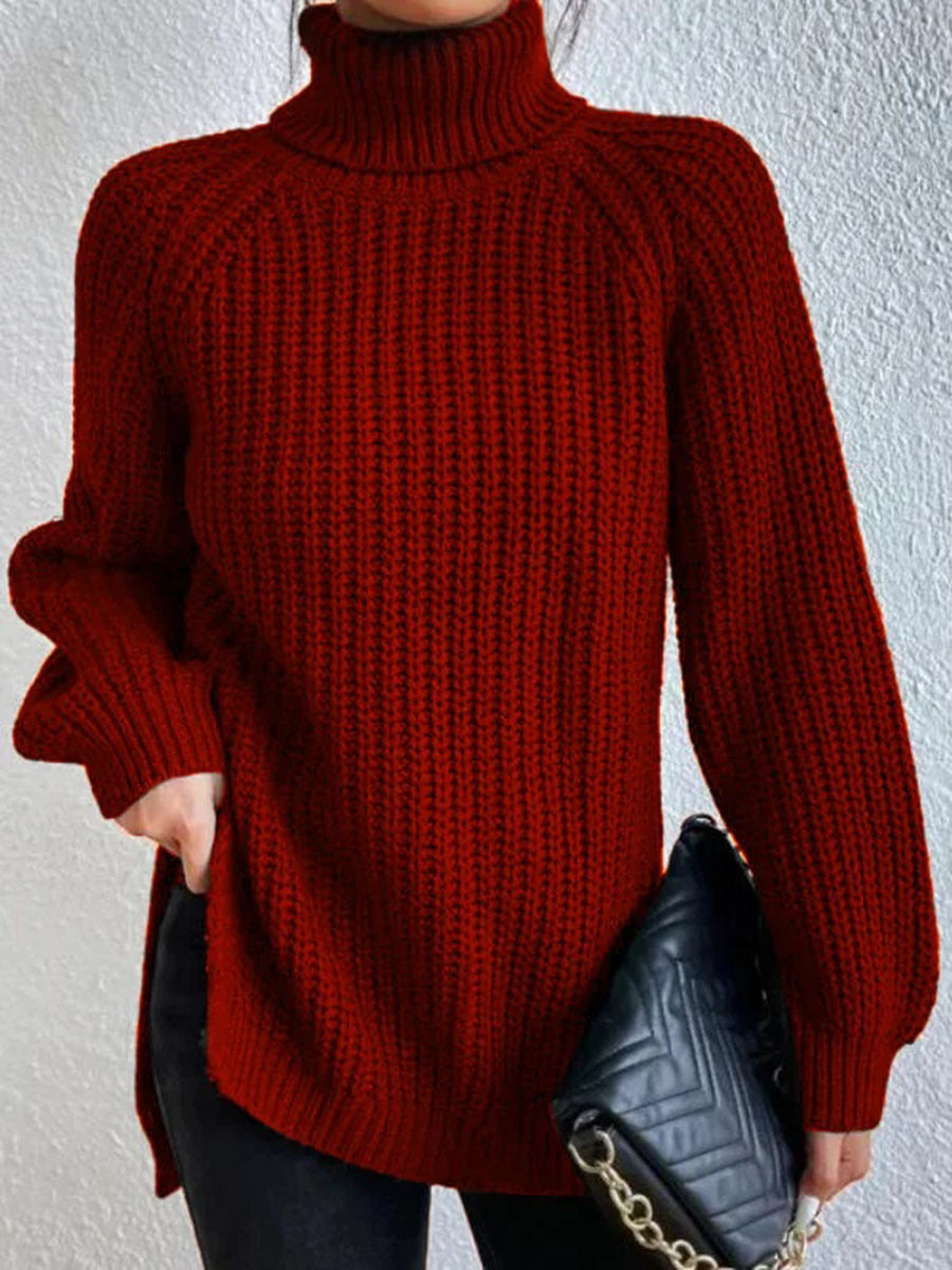 Nora women's textured high neck sweater in a structured, clean-cut design.