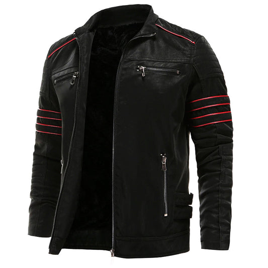 Eros men’s faux leather biker jacket with zips and structured cut
