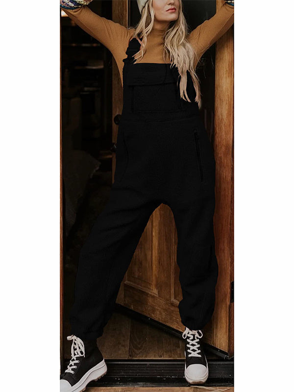 Oba women’s fleece-style jumpsuit with zip pockets and tailored fit