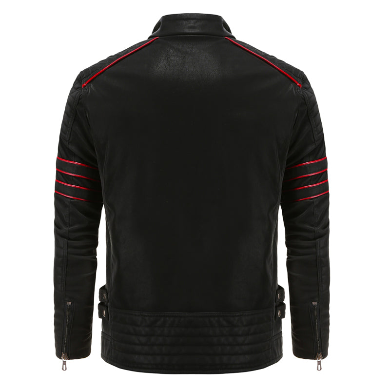 Eros men’s faux leather biker jacket with zips and structured cut