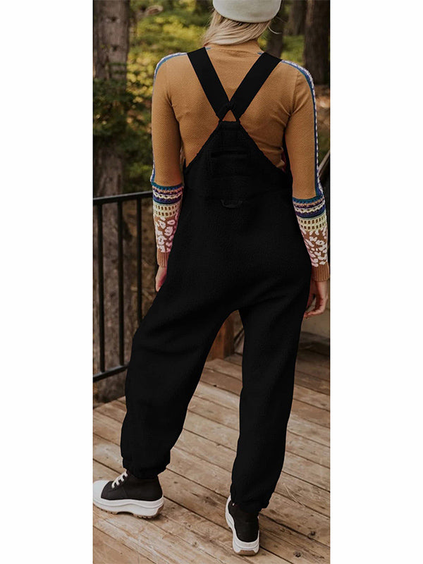 Oba women’s fleece-style jumpsuit with zip pockets and tailored fit