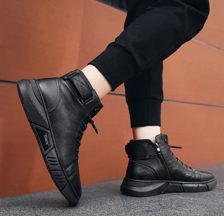 Cyrus men's faux leather boots with a streamlined shape and a sturdy sole for good support.