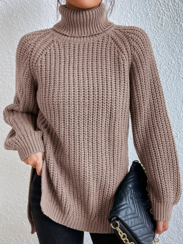 Mireille women’s knit turtleneck sweater with high collar – elegant winter knitwear piece