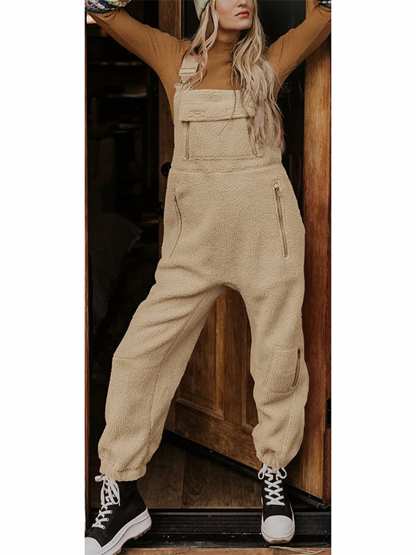 Oba women’s fleece-style jumpsuit with zip pockets and tailored fit