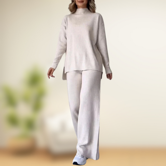 Milena two-piece outfit with minimalist design, lightweight fabric, and versatile style
