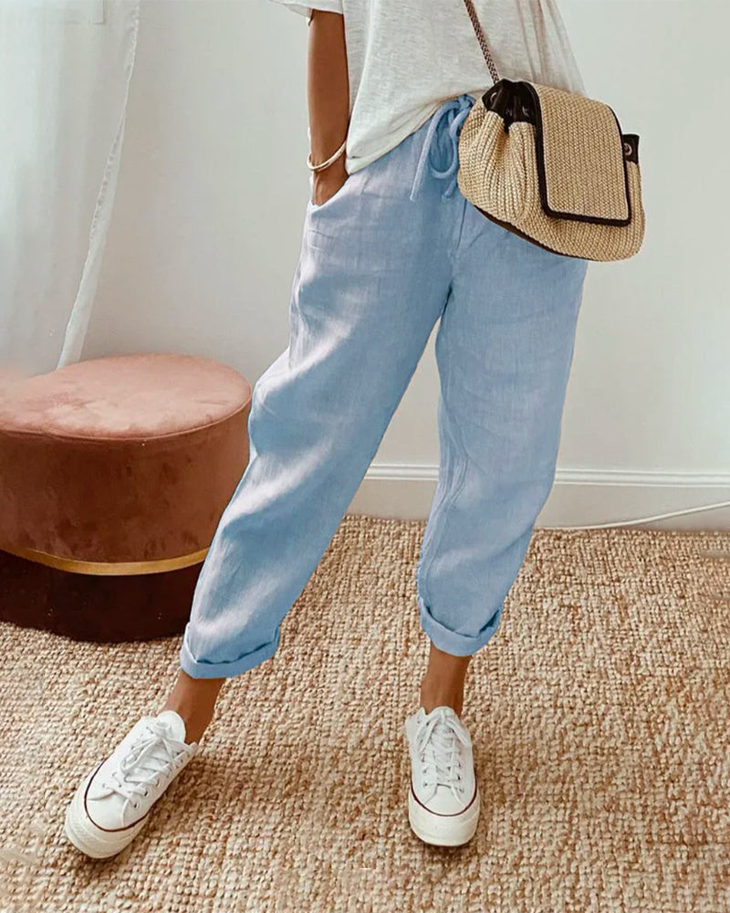 Elora women’s lightweight casual pants with loose fit and fluid silhouette