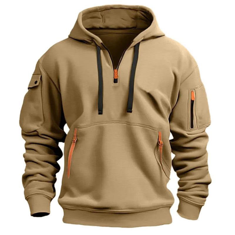 Men’s sports hoodie with drawstring hood and kangaroo pocket – grey.
