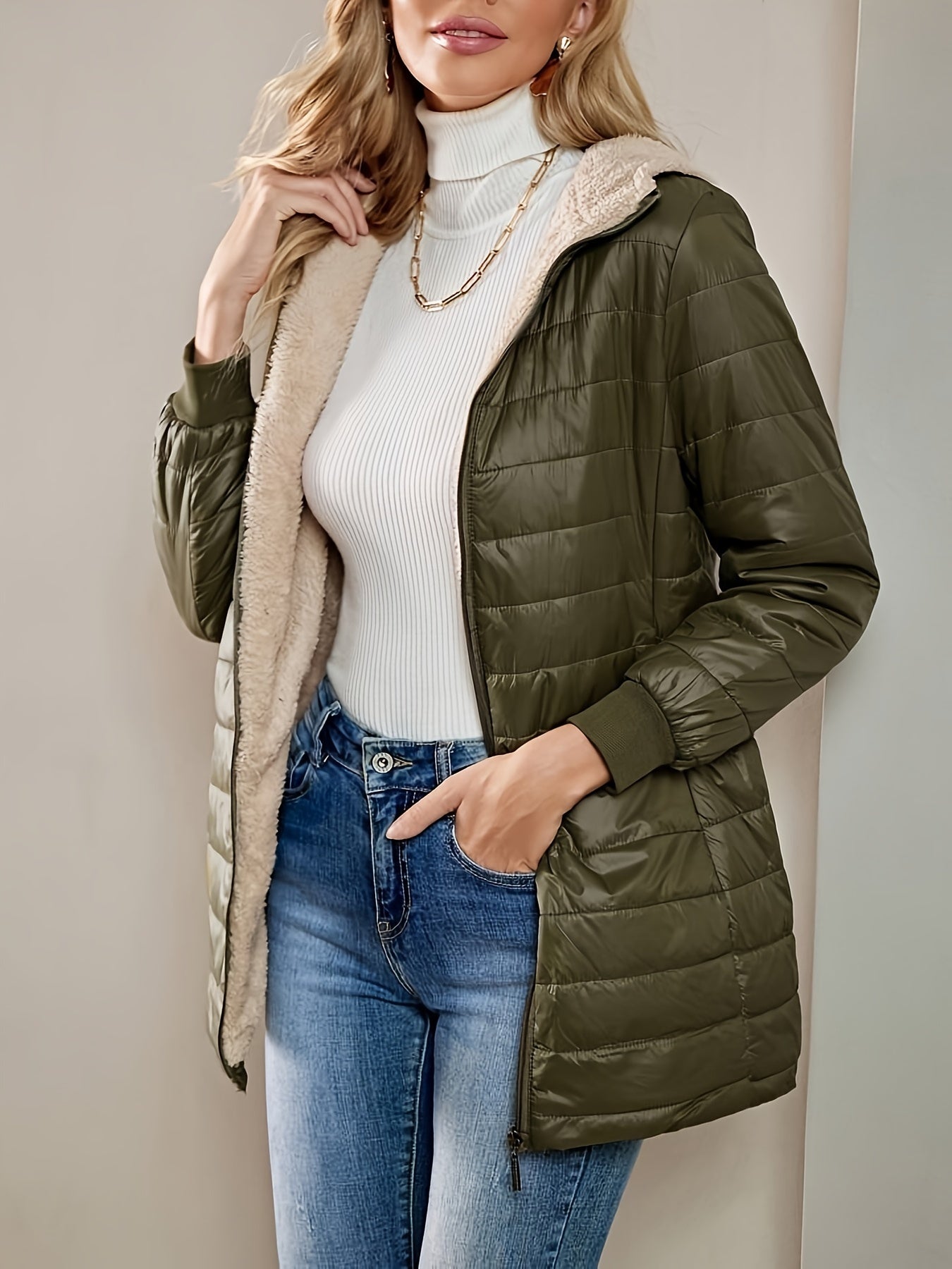 Lydia is a women’s winter coat with fleece lining, combining elegance and warmth. Perfect for everyday wear and seasonal layering.