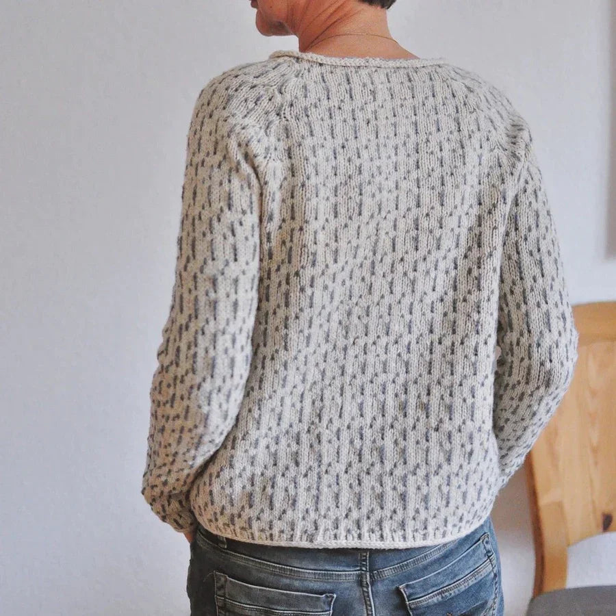 Women’s boat neck knit sweater with relaxed neckline