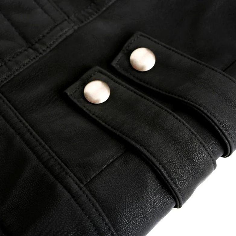 Eros men’s faux leather biker jacket with zips and structured cut