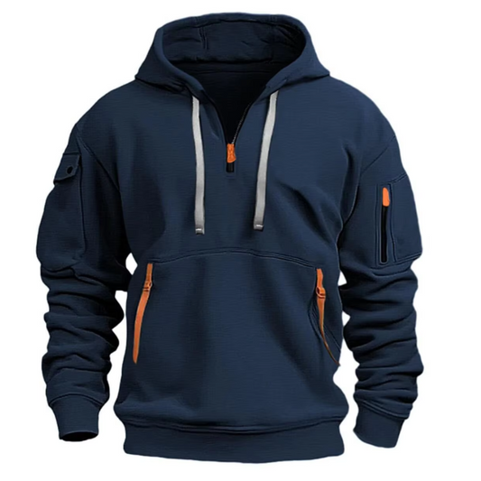 Men’s sports hoodie with drawstring hood and kangaroo pocket – grey.