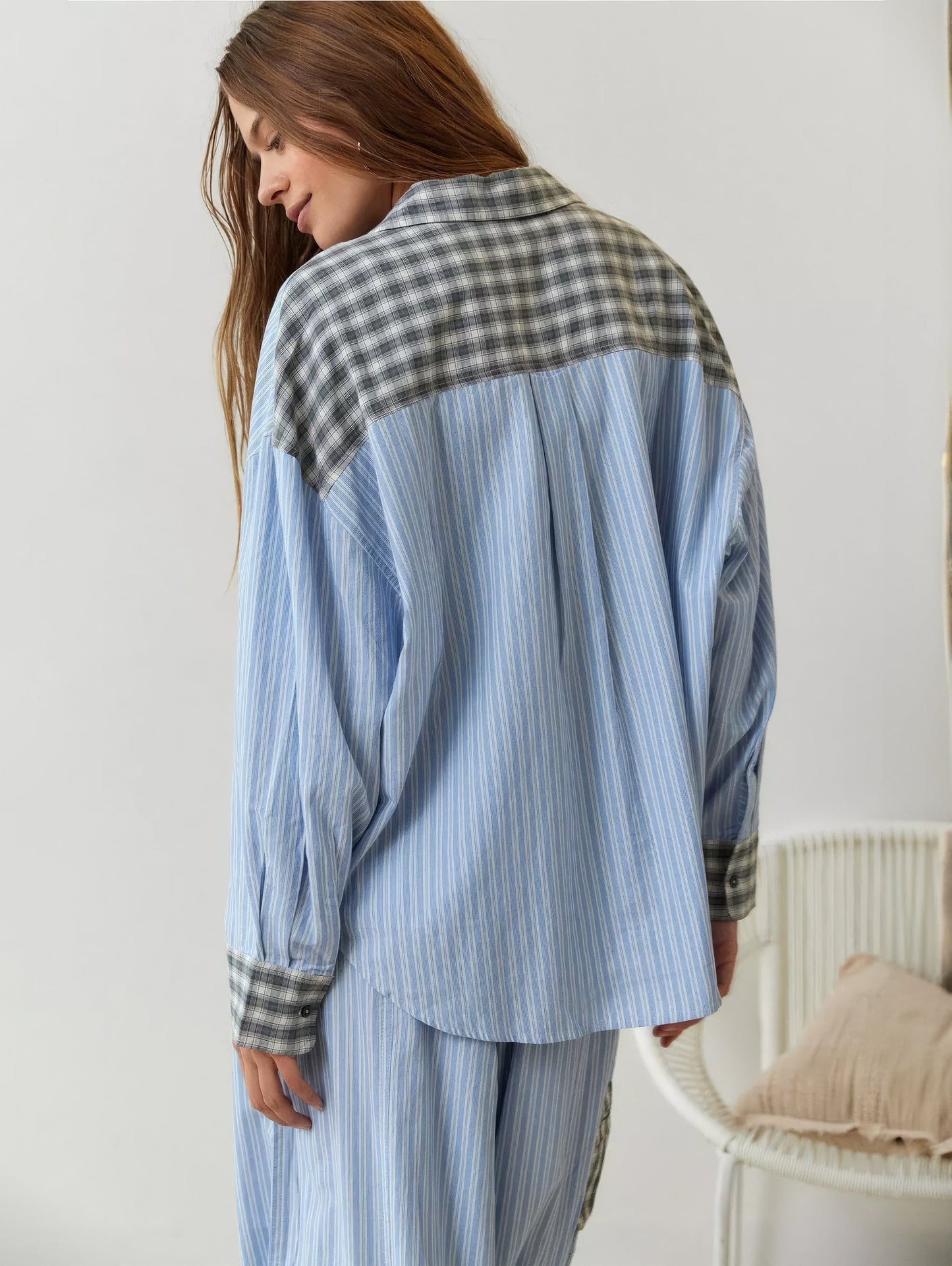 Blair women's pajama set with a classic plaid pattern, long sleeves, and a comfortable, relaxed fit.