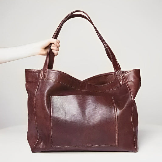 Sora classic vintage leather bag with a structured shape and a rich, soft texture.