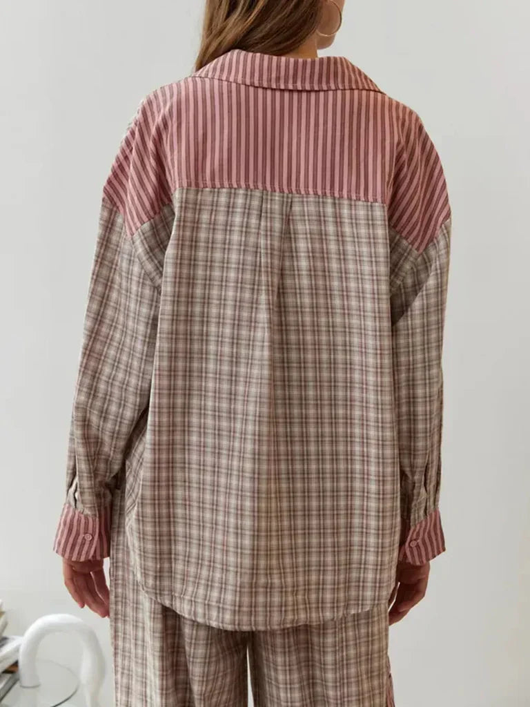 Women’s two-piece pyjama set with shirt and loose trousers