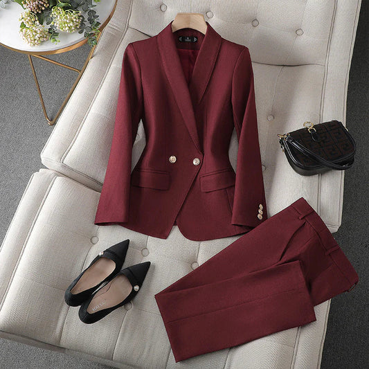 Kalea women’s two-piece blazer and trousers set – structured tailored suit for autumn winter fashion