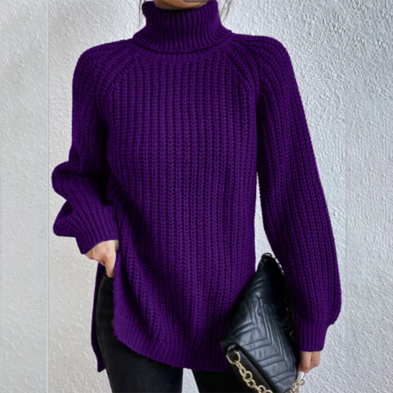 Nora women's textured high neck sweater in a structured, clean-cut design.
