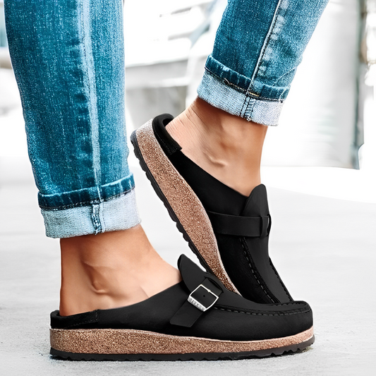 Irvina women’s moccasin-inspired heeled sandals with semi-open design – summer footwear