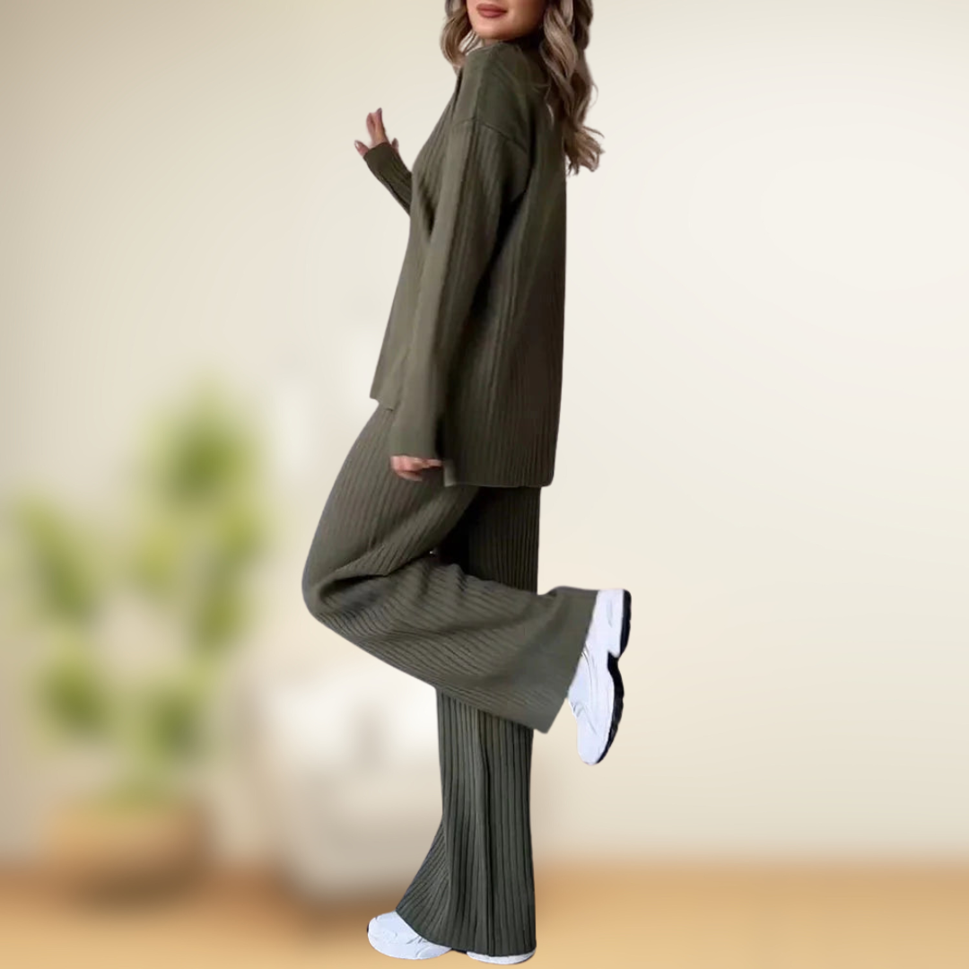 Milena two-piece outfit with minimalist design, lightweight fabric, and versatile style