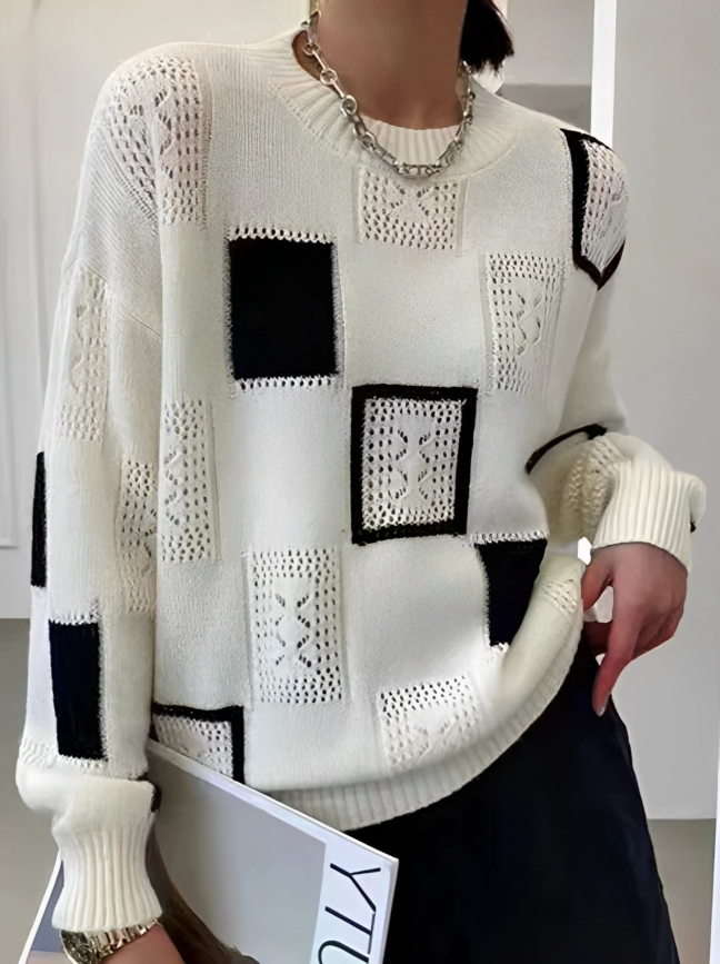 Carina women’s round neck sweater with tailored cut and modern details – autumn winter knitwear