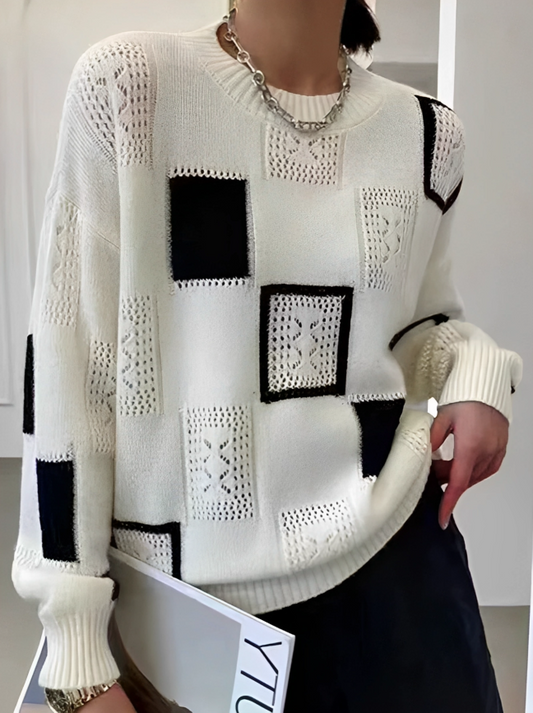 Carina women’s round neck sweater with tailored cut and modern details – autumn winter knitwear