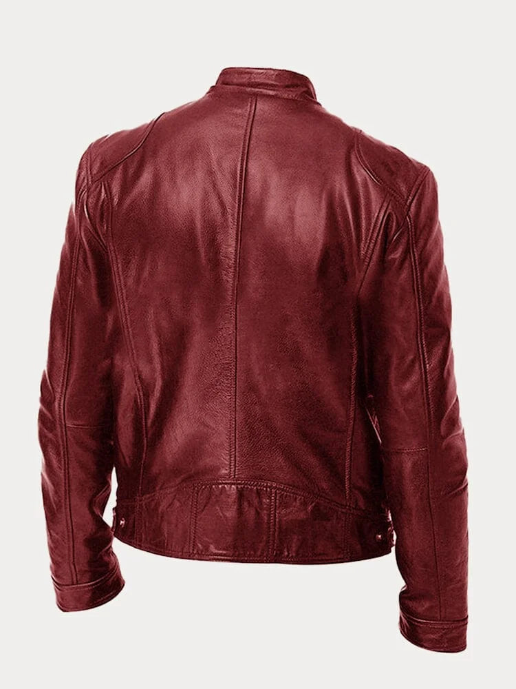 Leandro men’s biker jacket with structured collar and zippered pockets, modern urban style