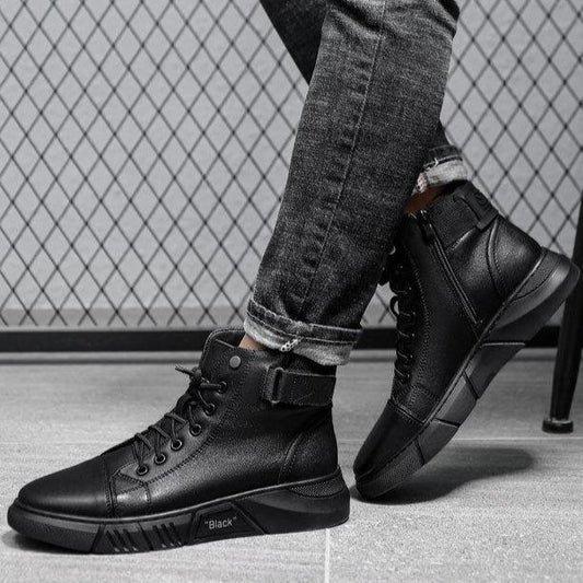 Cyrus men's faux leather boots with a streamlined shape and a sturdy sole for good support.