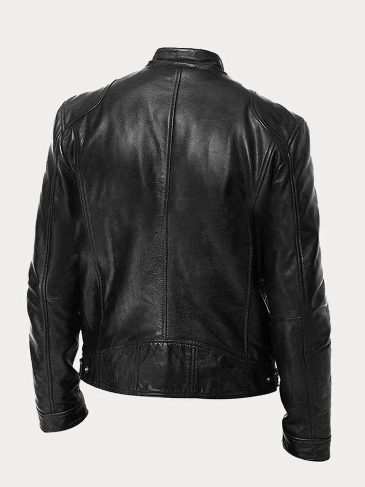 Leandro men’s biker jacket with structured collar and zippered pockets, modern urban style