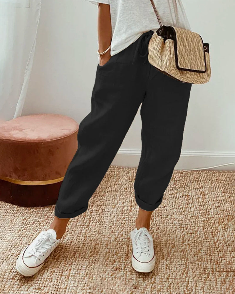 Elora women’s lightweight casual pants with loose fit and fluid silhouette