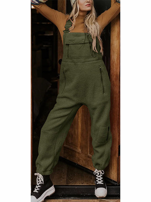 Oba women’s fleece-style jumpsuit with zip pockets and tailored fit
