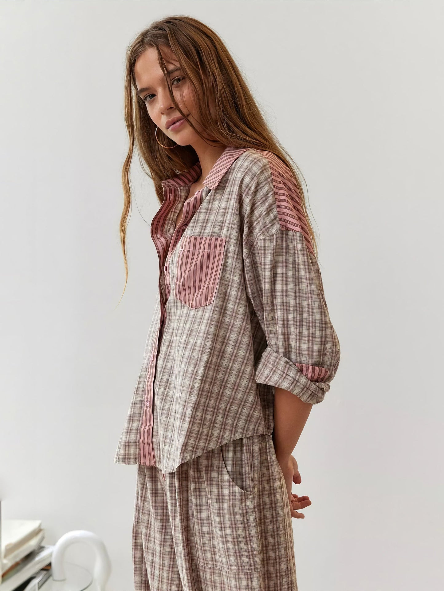 Blair women's pajama set with a classic plaid pattern, long sleeves, and a comfortable, relaxed fit.