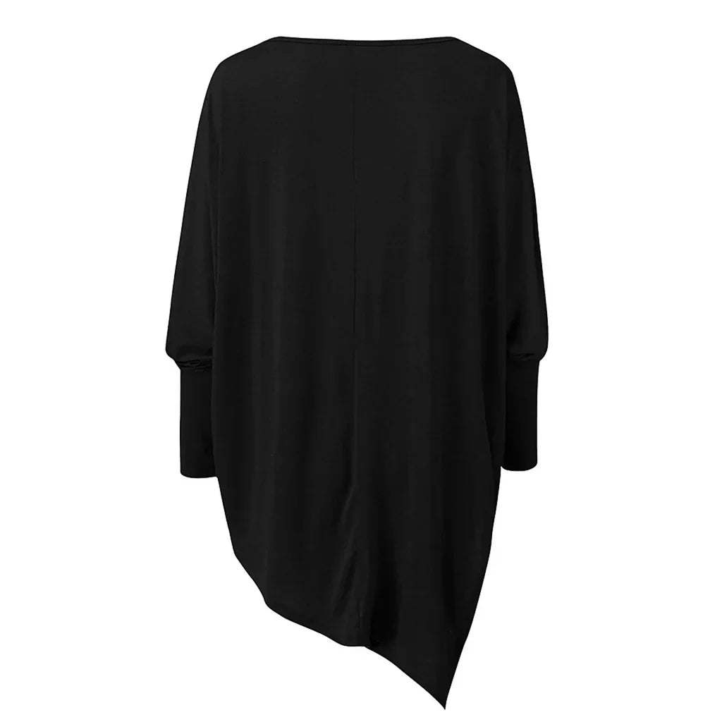 Ilania women’s asymmetrical V-drop sweater with bias hem and fluid cut – timeless knitwear for winter