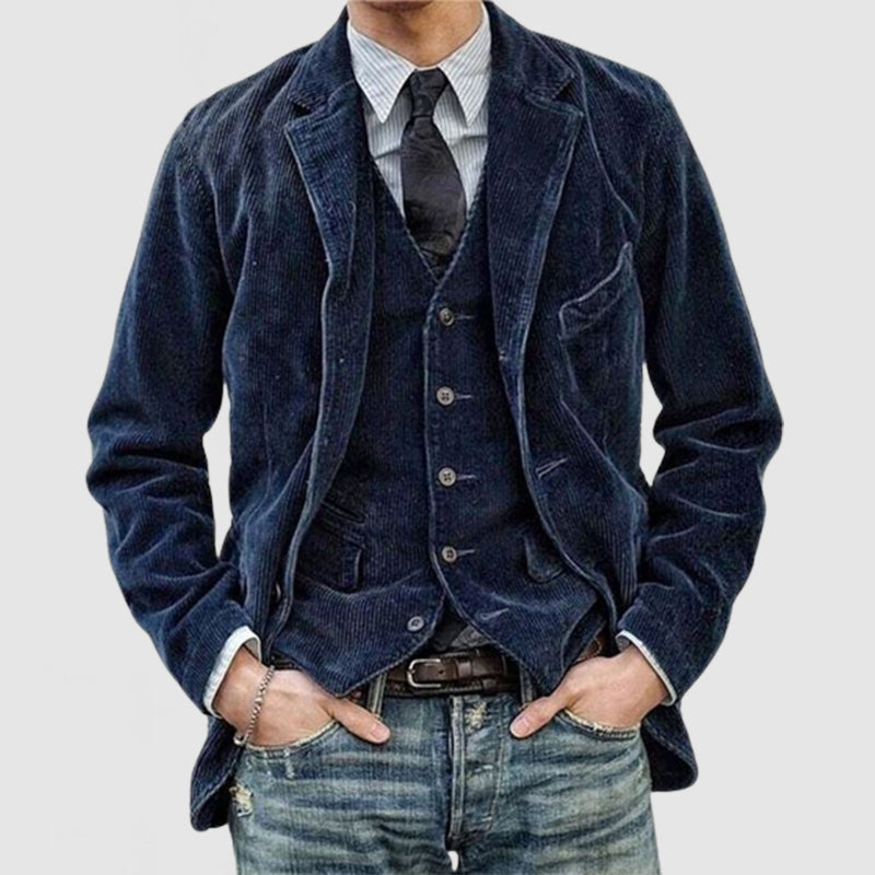 Julian men’s structured blazer with layered inner vest design, tailored and versatile style