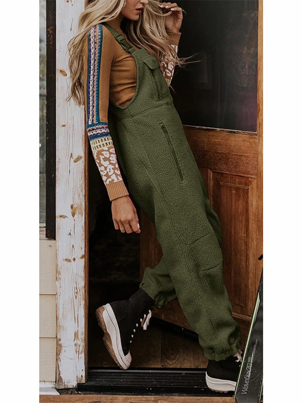 Oba women’s fleece-style jumpsuit with zip pockets and tailored fit