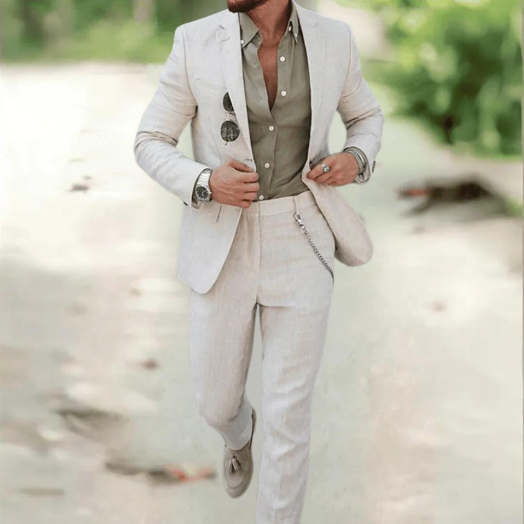 Henry men’s two-piece suit with tailored blazer and structured trousers, polished and versatile formalwear